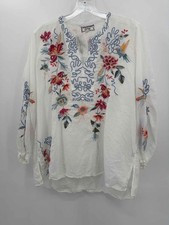 Pre-Owned Johnny Was Workshop White Size Medium Long Sleeve Blouse picture