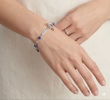 Authentic LAGOS Blue Caviar Ceramic Bead Bracelet - Sterling Silver - Size L picture