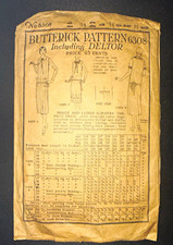 1920s Butterick 6308 Deltor Dress Sewing Pattern Bust 35 Antique Original picture