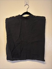 Zara shoulder pad Classic Black Women’s Button-Trim Top picture