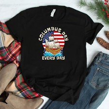 HOT SALE 1492 Christopher Columbus Day 90S Retro Vintage T-shirt Size S-5XL picture