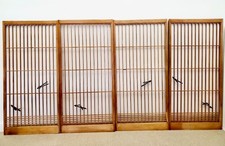 ANTIQUE - JAPANESE - WOODEN SHOJI-SCREEN- 4 PANELS - TOTAL: H 28