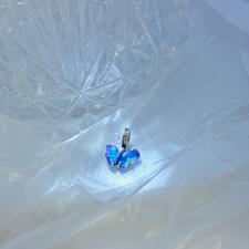 Pandora Blue Murano Glass Butterfly Dangle Charm Sterling Silver CZ #792698C01 picture