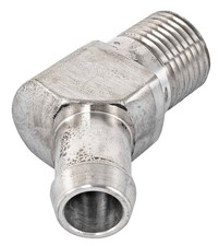 JEGS Stainless Steel Heater Hose Fitting, 45-Degree [5/8 in. Hose Barb x 1 3/4 picture