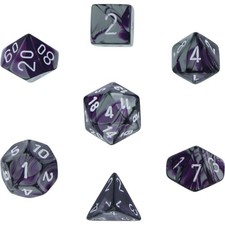 Dice Chessex Gemini: Purple Steel/White (7) picture