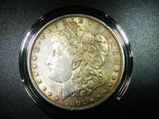 AU 1897 MORGAN SILVER DOLLAR BEAUTIFUL COLLECTOR COIN M 2313 picture