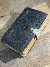 Antique 1849 Oxford Holy Bible Black Leather Embossed Binding Metal Clasp KJV picture