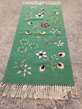 Vintage Traditional Handmade Floral Wool Multicolor Kilim 4.0x1.9 ft picture