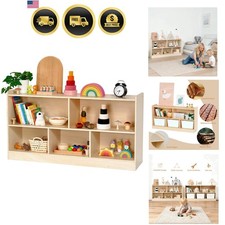 Montessori Book and Toy Shelf for Kids, 5-Section Organizer, Birch Plywood picture