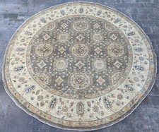 6x6 ft Turkish Ziegler Handmade Faded Round Oushak Rug Afghan Oiental Wool Rug picture