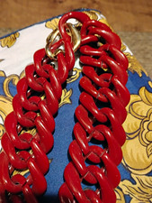 Vintage signed Trifari chunky link burgundy necklace with lucite/thermoset links picture