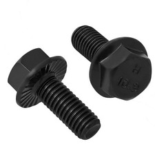 60PCS M6-1.0 x 12mm Flanged Hex Head Bolts Black Zinc Alloy Steel Class picture