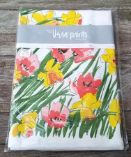 NIP Vtg VERA Prints Tulips & Daffodil Cotton Tablecloth Bold Colors 52x52 49001 picture