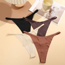 FINETOO 4 Pack Women's Seamless Thong Panties Ultra Thin Stretch Underwear picture