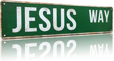 MOSM Jesus Way Metal Street Sign - Christian Wall Decor - Vintage 4