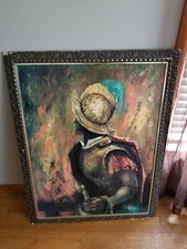 VINTAGE MID CENTURY CONQUISTADOR OIL PAINTING RARE ART BY REYNALDO 45.5 X 35.5
