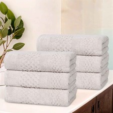 Playa Zero Twist Cotton Solid Waffle Textured Hand Towels Set of 6 picture