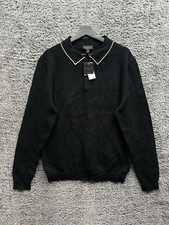 Magaschoni Mens Long Sleeve Tipped Collar Sweater Size Large NWT picture