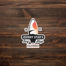 Vintage Johnny Utah's Surf Shop California 1991 Surfboard Sticker #1900 picture