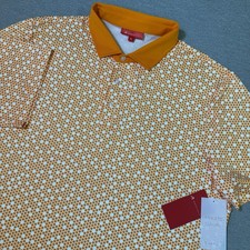 Redvanly Polo Shirt Mens Size XL Clyde Orange Geometric Dot Golf Stretch NEW picture