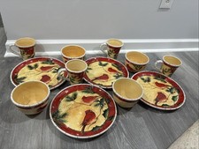 Pier 1 Christmas Holly Birds ( 12 Pc Set ) Susan Winget Cardinals Hand Painted  picture