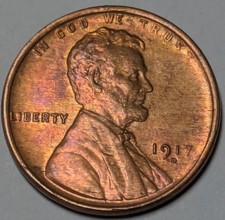 1917-D Lincoln Wheat Cent BU Unc. Mostly Red T737484 picture