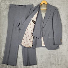 Vintage 1970s JCPenney 3 Piece Suit Mens 39 Jacket 32x30 Pants Leisure Disco 70s picture