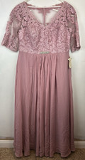 LT LanTing Dress Womens 2XL Lace Mother of Bride Cocktail Pink Sheer Plus Read picture