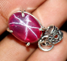 26.85 Ct Certified Natural Red Star Ruby 925 Solid Silver Pendant Loose Gemstone picture