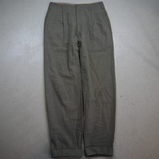 Vtg 1940s 1950s 30x32 Gray Flannel Wool High Waist Pleated Baggy Dress Pants picture