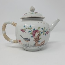Antique 18thC Chinese Famille Rose Porcelain Teapot with Lid Qianlong Export  picture
