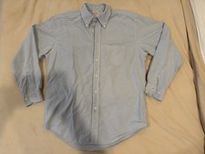 Brooks Brothers Shirt Mens M Blue Stripe Oxford Heavy Cotton picture