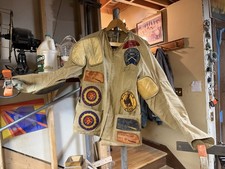 1952 Vintage Nebraska Hunting Shooting Jacket Littered With Patches Size 44 picture