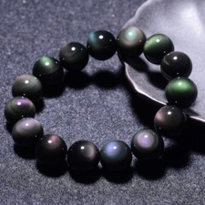 Natural Rainbow Obsidian Beads Crystal Healing Reiki Protection Stretch Bracelet picture