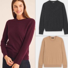 NAADAM Women's  The Original Cashmere Sweater Crew Neck Camel Wine Smoke picture