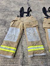 Globe Men's Firefighter Turnout  Pants Tan with Suspenders MFG 12/2016 30x28 picture