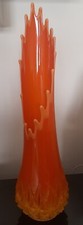 Vintage Swung Glass L.E Smith Vase. Bittersweet 65cm MCM Orange picture