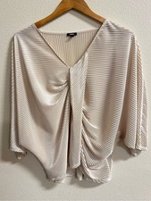 Express Women’s XL Ivory Pleated Twist Front Blouse picture
