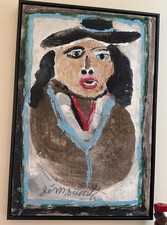 Jimmie Lee Sudduth  Folk Art  Painting  Vintage  Outsider Art  Portrait Signed picture