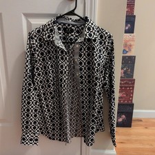 TALBOTS Perfect Shirt - Geo Print   SZ-6 100%-COTTON -BLEND L/S SHIRT picture