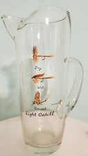 RARE CARWIN FLY FISHING Motif Sintzenich Martini Cocktail Glass Pitcher Bar MCM picture