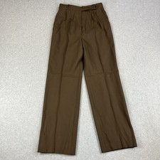 Vintage 70s Alan Austin Trousers Pants Women 26x29 Brown Wool Pleated picture