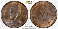 AH 1357 (1938) Egypt 1/2 Millieme PCGS MS65RB Lot#G1245 Gem BU Top Graded picture