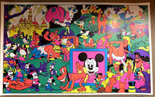 DISNEY AFTER DARK VINTAGE 1970's BLACKLIGHT HEADSHOP POSTER By WOLLY WOOD #2 picture