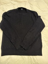 J.Crew Factory Men's Extra-Soft Cable Knit Crewneck Sweater Black - Medium Fall picture