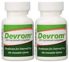 2 Bottles Devrom® Chewable Tablets (internal deodorant), 100 tablets per bottle picture