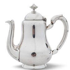 Christofle France Silver Plate Bachelor Coffee Tea Pot + 3 Trays 4 Pc Vintage picture