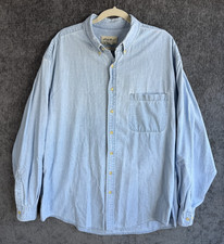 Vintage Eddie Bauer Denim Shirt Mens XL Tall Light Wash Blue Button Down Cotton picture