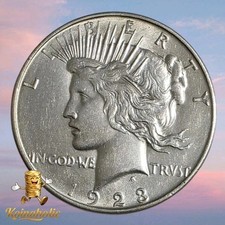 1923 D AU-BU Peace Silver Dollar  Denver Mint Taken From Storage Ready To Ship  picture