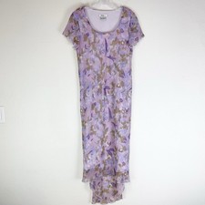 Vtg AGB Dress Womens 14 Fairy 90s Whimsical Crinkle Chiffon High Low Maxi New picture